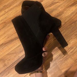 Via Spiga Black Suede Booties/ Heels